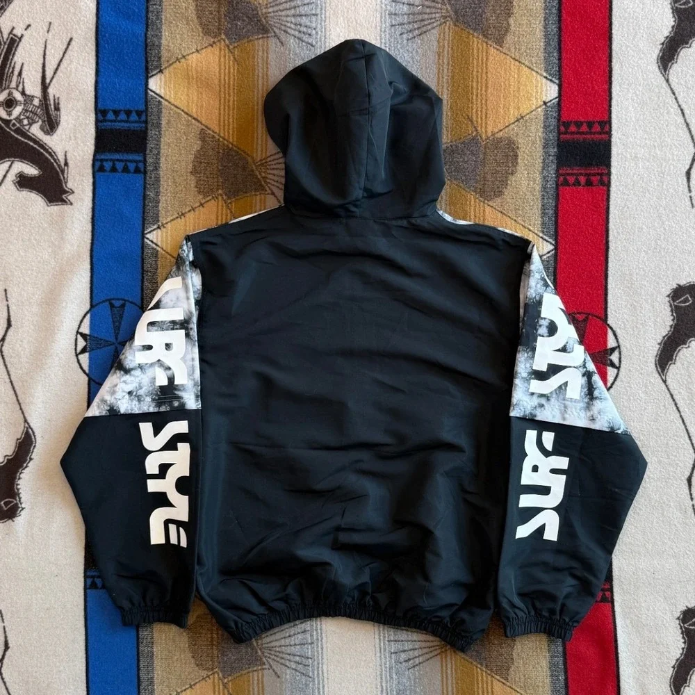 Surf Style Interplanetary Body Gear Black White Tie Dye Windbreaker Set Medium